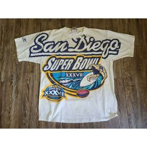 Vintage Super Bowl 37 T Shirt Mens Large Large Print San Diego Surfer Reebok
